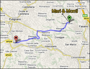 Raggiungere Conversano dal Bed & Breakfast Mari&Monti